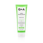 Q+A AHA Exfoliator Body Scrub (250ml), Exfoliating Body Scrub with AHA and Lactic & Glycolic Acid, Smooths Rough Dry Skin, Brightens & Hydrates, Vanilla & Coconut Scent