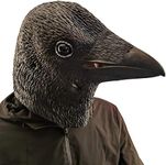 PartyCostume Crow Mask Animal Latex Full Head Realistic Bird Masks Fancy Dress for Halloween Carnival Costume Party