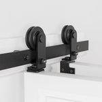 LTIYITL 48" Bi-Folding Sliding Barn Door Hardware Kit for 2 Doors,Top Mount Roller,Smoothly& Quietly,Easy Install [Doors not Included]