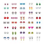 24/36/40 Pairs Hypoallergenic Stud Earring Set Unicorn Heart Mermaid Scales Rainbow Pearls Owl Rhinestone Cute Mixed Color Stainless Steel Stud Earring Nickel Free…, Metal enamel, crystal