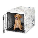 Sweet Jojo Designs Navy Blue Star and Moon Dog Crate Cover – Kennel Covers for 36 Inch Pet Cage Medium - Gold Grey Celestial Sky Stars Gray Shabby Chic