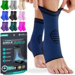 MODVEL 2 Pack Ankle Brace Compression Sleeve | Injury Recovery, Joint Pain | FSA or HSA eligible | Achilles Tendon Support, Plantar Fasciitis Foot Socks with Arch Support, Blue/Black, X-Large