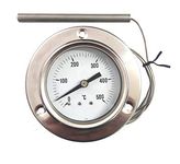 REDPOINT Stainless Steel Pyrometer/Thermometer 0-500° for Pizza Ovens, BBQs, Wood Ovens, etc.