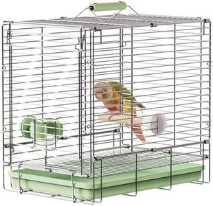 YOOSO WING Bird Carrier Travel Cage - Stainless Steel Portable Folding Bird Cage with Parrot Feeder Cups & Standing Perch for Parrots Conures Lovebird Cockatiel Parakeets