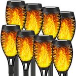 Liveasily 8 Pack Solar Outdoor Lights, Solar Tiki Torches Lights with Flickering Flame for Garden Decorations, Solar Garden Lights, Waterproof LED Torches Lights for Outside Patio Yard Decor(Yellow)