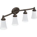 Moen YB2864ORB Eva 4-Light Dual-Mount Bath Bathroom Vanity Fixture with Frosted Glass, Oil Rubbed Bronze