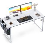 ODK Computer Desk 120 x 50 cm, Small Office Desk for Home Office with Storage Bag, Writing Study Desk for Small Spaces, PC Desks and Workstations, Easy Assembly, White