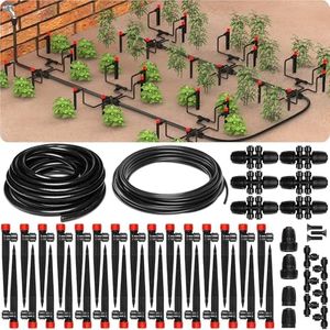 CARPATHEN Drip Irrigation System - Adjustable Quick Connect Irrigation System for Garden, Raised Beds - Complete Garden Watering System Kit - 1/4 Emitters, 1/2" and 1/4" Tubing and Connectors