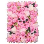 ROMYIX 12PCS Artificial Flower Wall Panel,Fake Flower Wall Artificial Rose DIY Flower Wall Silk Flower Wall Panel for Wedding Background Decorations Home Garden Party Decor 60 x 40cm (Pink2)