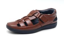 Heels County Men's Tan Original Leather Sandals - 7 UK