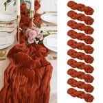 10Pack Terracotta Cheesecloth Table Runner, 10FT Gauze Rustic Boho Cheese Cloth Table Runner 35x120 Inch Long Romantic Sheer Table Runner for Wedding Baby Shower Birthday Party Decoration