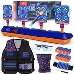 Lehoo Castle Nerf Target, 4 Electronic Digital Auto Nerf Gun Target, Shooting Targets with Tactical Vest 60 Nerf Bullets Wrist Band Shooting Glasses for Boys Girls