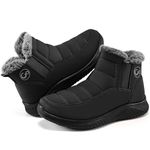 Ecetana Womens Snow Boots Winter Shoes: Ankle Booties Warm Fur Lined Waterproof Non-Slip Boots for Women, Black, 8.5