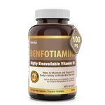 Herba Benfotiamine B1 Vitamin - 120 Capsules | 100mg of High Dose Vitamin B1 Supplement | Highly Bioavailable - Fat Soluble Vitamin B 1 | Better Absorption than Thiamine B1 Supplement | Made in Canada