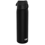 Ion8 500ml Water Bottle, BPA Free, Leakproof, Dishwasher Safe, Easy Open, Secure Lock, Clear Drinks Bottle for Boys & Girls, Small Gym Sports Drinking Water Bottle 500ml, Black