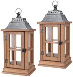 Lantern Decorative (Set of 2) - 15in IP65 Waterproof Vintage Style Candle Lantern, Decorative Lanterns for Home Decor, Indoor Outdoor, Front Porch, Garden, Farmhouse Weddings Style (No Candles)