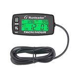 Inductive Tachometer Gauge Alert RPM Engine Hour Meter Boat Maintenance Reminder Backlit Digital Resettable Tacho hour meters for Motorcycle Marine Glider ATV Snow Blower Lawn Mower