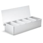 Condiment Dispenser 5 Compartment | Aluminium Condiment Dispenser, Back Bar Condiment Holder, 5 Pot Dispenser - Ideal for Dispensing Cocktail Garnishes & Ingredients