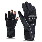 Goture Insulated Winter Motorcycle Gloves for Men Women, Touchscreen Waterproof Winter ATV Gloves, Motorcycle Riding Gloves for BMX MTB Driving Motocross, Racing, Cycling, Commuting, Black, XS