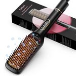 Hair Straightener Brush, 42mm Wide Straightening Brush Comb, 10 Millions Negative Ions, 6 Temp Settings, 130°C-230°LED Display, Dual Voltage, 2 in 1 Professional Hair Tools for Styling