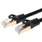 Cables Direct Online Black Cat7 Ethernet Patch Cable High Speed 10Gpbs Network Patch Cord, SFTP Copper 600 MHz, Double-Shielded, Internet Compatible With Router, Modem, Smart TV, Laptop, Consoles 5M