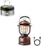 Lepro Bundle - Mini Hanging Tent Lantern Rechargeable & Retro Camping Lantern Rechargeable