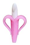 MASTELA Silicone Banana Shaped Teething Baby Toothbrush/Teether for Baby/Toddlers/Infants (Pink, Pack of 1)