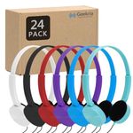 Geekria 24 Pack Wired Headphones for Classroom Adjustable On-Ear Headphones, Kids Headphones Wholesale Children On-Ear Headset for Schools, Student, Libraries, Computer Lab, Bulk Pack