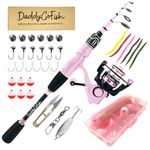 DaddyGoFish Spinning Fishing Rod and Reel Combo Set with Tackle Box | Fishing Pole | Carbon Fiber Telescopic Fishing Rod Kit | Spinning Reel for Travel Saltwater Freshwater Fishing Gear Kit