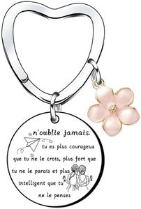 QTZXZX Porte Clef Homme Femme Cadeau Ami Cadeau Homme Original Cadeau Anniversaire Femme Cadeau Amitié Meilleure n'oublie jamais,tu es plus courageux que tu ne le crois (5)