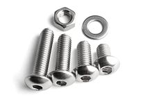 SYLIX ® M4 x 8mm Length Button Head Socket Cap Screws, Stainless Steel, Bright Finish, | Allen Button Head Bolt With Nut & Washer (10 pcs)