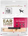 I and love and you Ear Candy Cow Ear Chews - Beef - Rawhide Alternative, Single Ingredient, Free Range Grass Fed Beef, 5ct