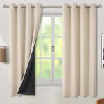 BGment Thermal Insulated 100% Blackout Curtains for Bedroom with Black Liner, Double Layer Full Room Darkening Noise Reducing Grommet Curtain, 2 Window Curtain Panels of 52 x 63 Inch, Champagne