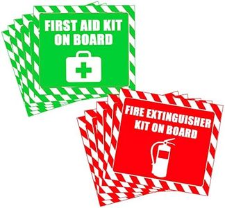 First Aid Sticker Signs,First Aid Kit On Board Fire Extinguisher On Board Stickers,4 Inch Stickers 12 Pcs Per Pack.