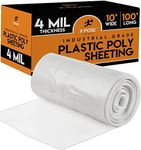 Clear Poly Sheeting - Heavy Duty, 4 Mil Thick Plastic Tarp – Waterproof Vapor and Dust Protective Equipment Cover Construction and Industrial Use - by Xpose Safety (10' x 100')