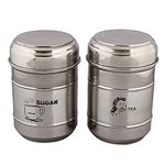 Heart Home Stainless Steel 2 Pieces Sugar Tea Container Set (Silver) - CTHH010306