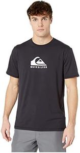 Quiksilver Men's Solid Streak Short Sleeve Rashguard Surf Rash Guard Shirt, Black, Medium US