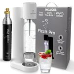 FizzIt Pro - Soda Maker Machine, White - Easy One-Touch Sparkling Water Maker with Reusable 1L BPA-Free Bottle, 425g CO₂ Canister - No Power Required, Durable & Modern Design for Home Use