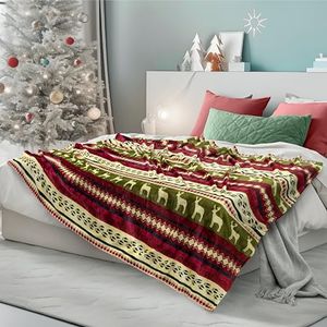 PAVILIA Christmas Throw Blanket | Red Christmas Holiday Fleece Blanket | Soft, Plush, Warm Winter Cabin Throw, Twin 60x80 (Red Christmas)