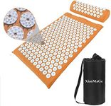 Yoga Acupressure Mat and Pillow Set with Bag - Extra Long 73X42cm Massage Acupuncture Mat - Naturally Relax Back, Neck and Feet Muscles - Stress and Pain Relief (Orange)