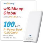 Mobile Hotspot Device with Power Charger for Global Travel 4G Router with 10000mAh Charging Battery No Roaming fee Built-in SIM Card Travel Portable WiFi Hotspot Power Bank Mobile WiFi 100GB for USA