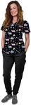 Green Town Women's Jogger Scrub Set Medical Nursing GT 4FLEX Top and Pant Solid Colors and Prints, Camp & Surf, X-Large