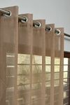SB INDIA Cotton Linen Solid Sheer Door Curtains, 7 Feet, Set of 3 (Brown, Door- 4 * 7 Feet)