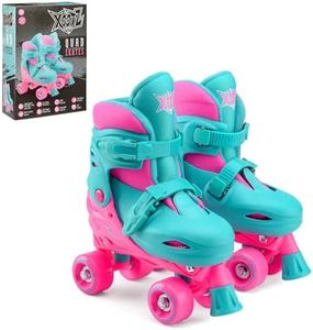 Xootz Kids Quad Skates, Beginner Adjustable Roller Skates Girls, Pink