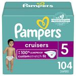 Pampers Diapers Size 5, 104 Count - Pampers Cruisers Disposable Baby Diapers