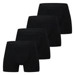 INNERSY Mens Pants Underwear Multipack Cotton Boxer Shorts Black Trunks with Fly Pack of 4 (L, 4 Black)