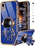 Coralogo for iPhone XR Case Astronaut Cute for Women Girls Girly Unique Royal Blue Phone Cases with Astronaut Hidden Stand Kickstand 6D Design Cover for iPhone XR 6.1 inch