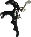 JIANZD Compound Bow Release Aid, Aluminum Alloy 4 Finger Trigger Synapse Hammer Throw Release Assistant Trigger Hunting Thumb Caliper Trigger (Black)