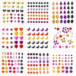 9 Sheets Halloween Face Gemstone Stickers, Self Adhesive Rhinestones Face Diamonds Gems Jewels Rhinestone Embellishment Stickers for Makeup Halloween Party Festival