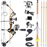 Bowfishing Compound Bow Kit with Bowfishing Reel, Bow Fishing Arrows,30-55Lbs,Left/Right Hand Bow for Adult/Youth Fishing Hunting (Army Green, Right Hand)